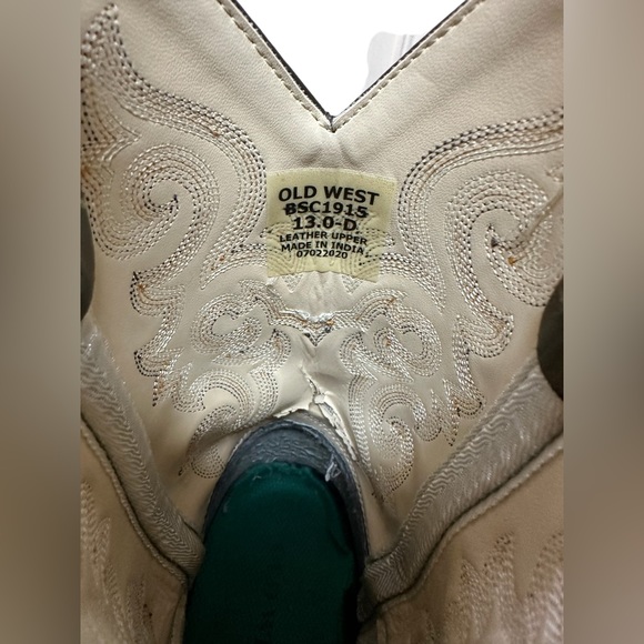 Old West Boys Brown Cowboy Boots 13.5 - Picture 11 of 12